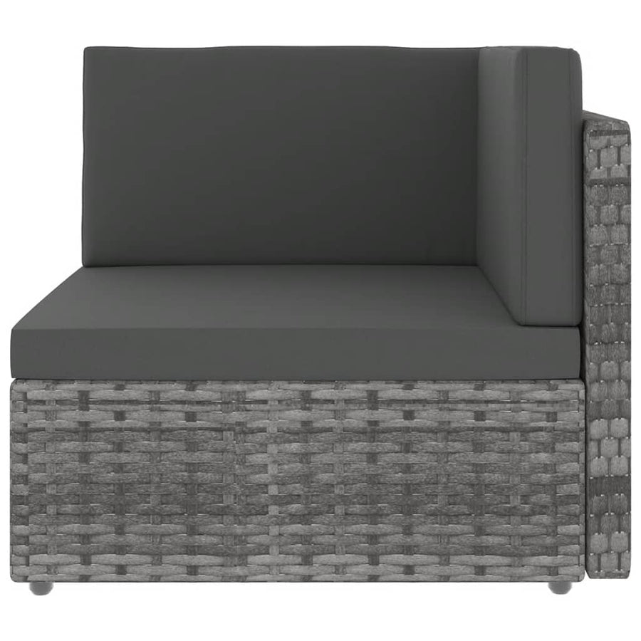 7-delige Loungeset met kussens poly rattan grijs