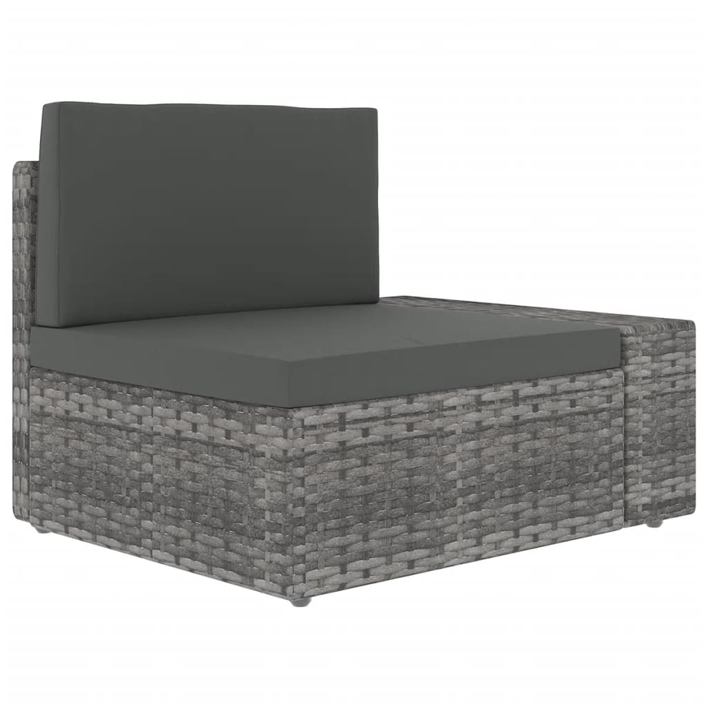 7-delige Loungeset met kussens poly rattan grijs