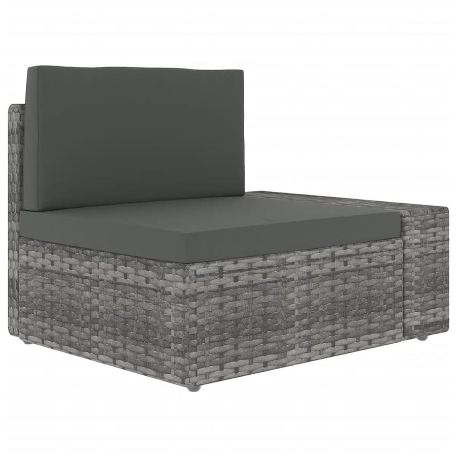 7-delige Loungeset met kussens poly rattan grijs