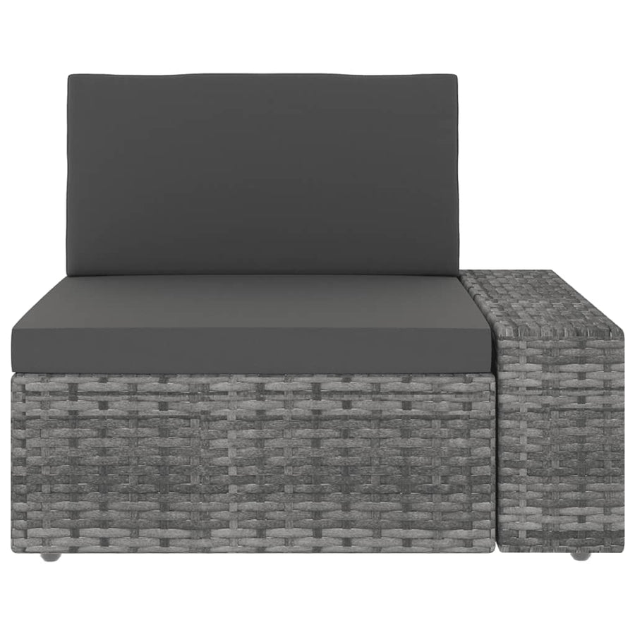 7-delige Loungeset met kussens poly rattan grijs