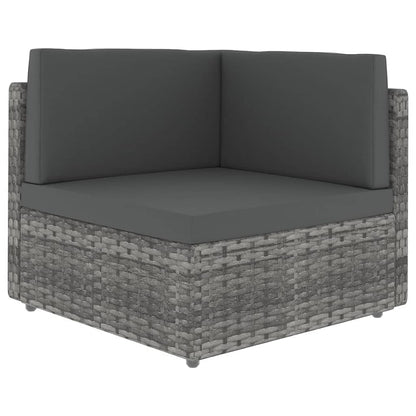 8-delige Loungeset met kussens poly rattan grijs