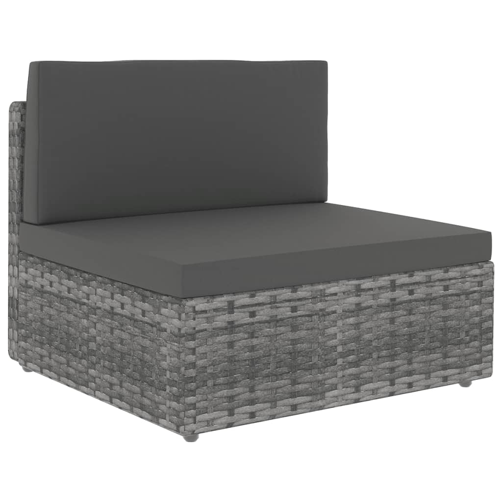 9-delige Loungeset met kussens poly rattan grijs
