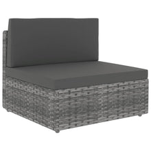 9-delige Loungeset met kussens poly rattan grijs