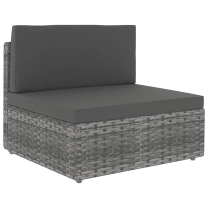 9-delige Loungeset met kussens poly rattan grijs