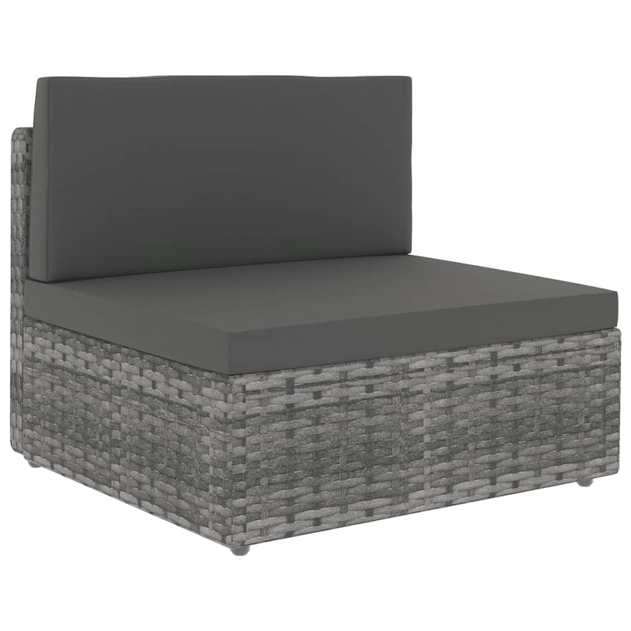 9-delige Loungeset met kussens poly rattan grijs
