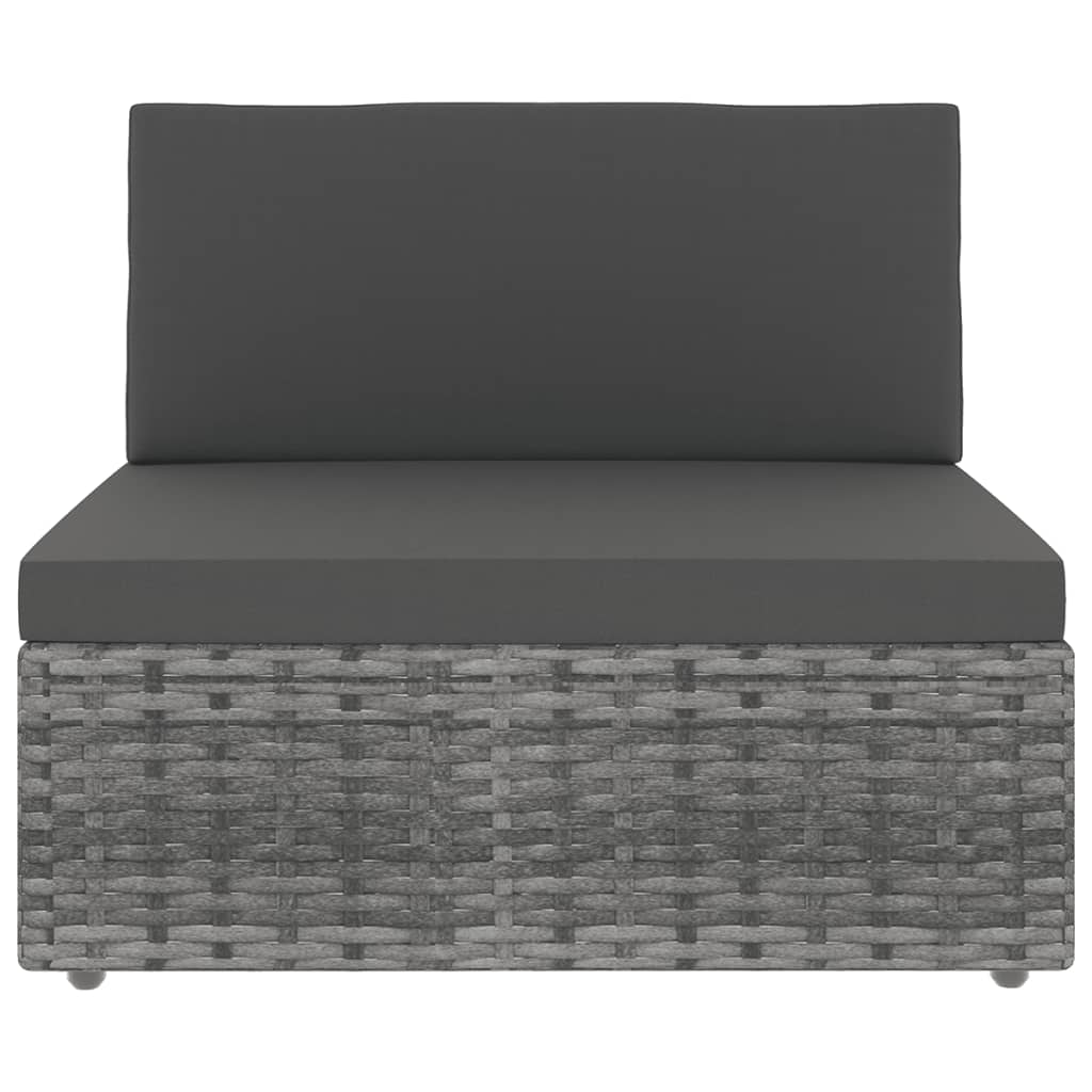 9-delige Loungeset met kussens poly rattan grijs