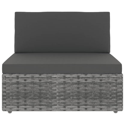 9-delige Loungeset met kussens poly rattan grijs