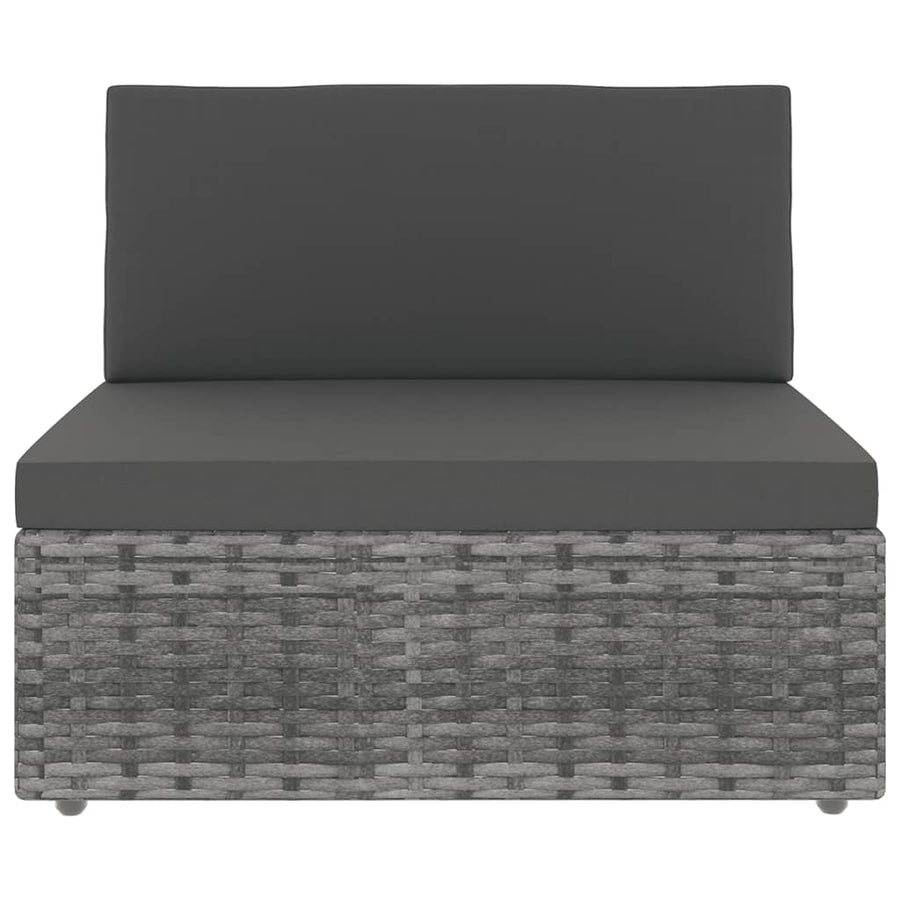 9-delige Loungeset met kussens poly rattan grijs