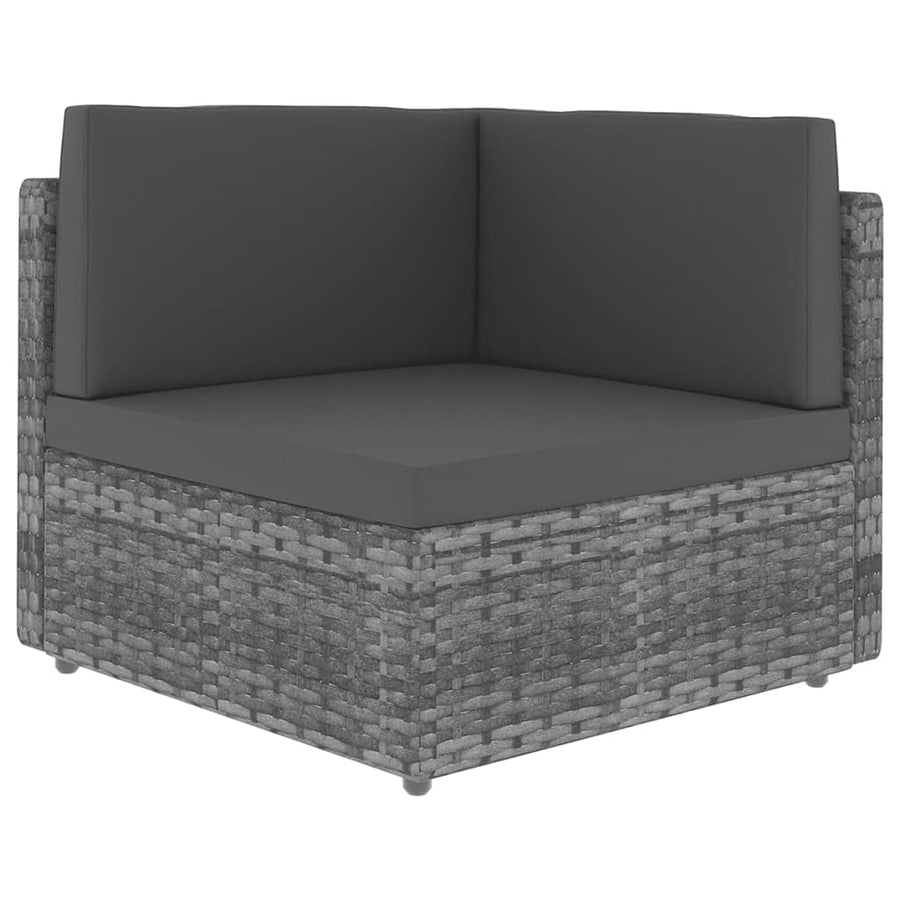 9-delige Loungeset met kussens poly rattan grijs