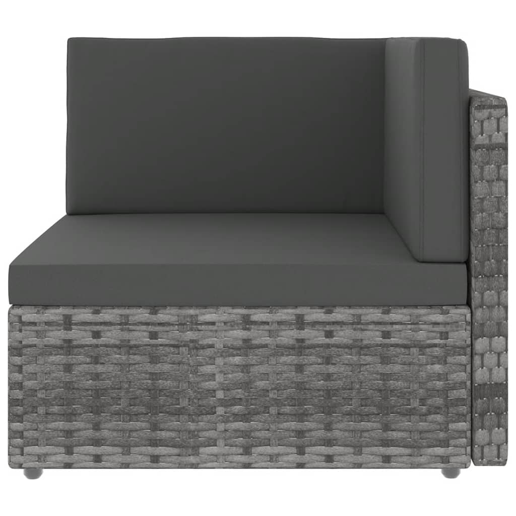 9-delige Loungeset met kussens poly rattan grijs
