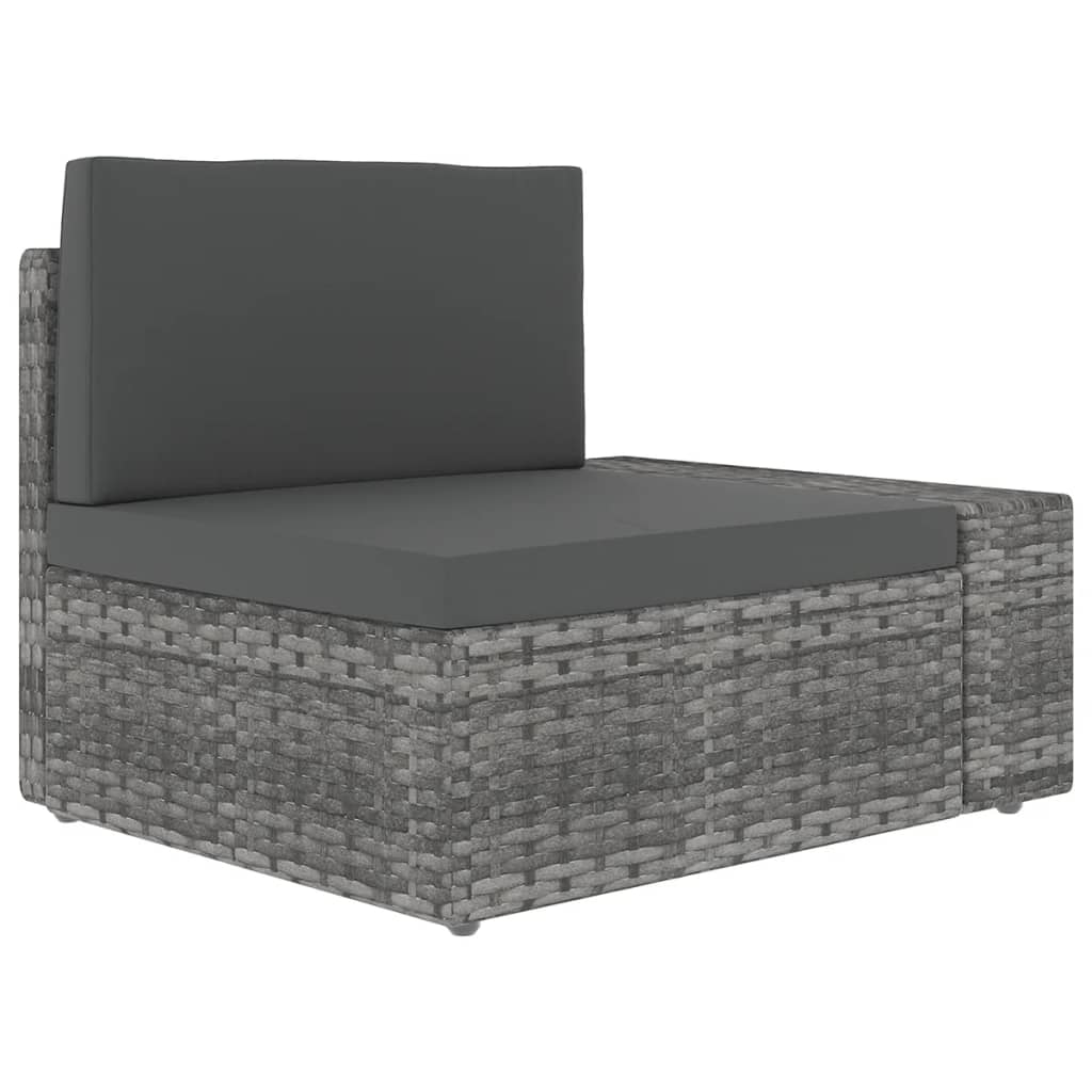 9-delige Loungeset met kussens poly rattan grijs