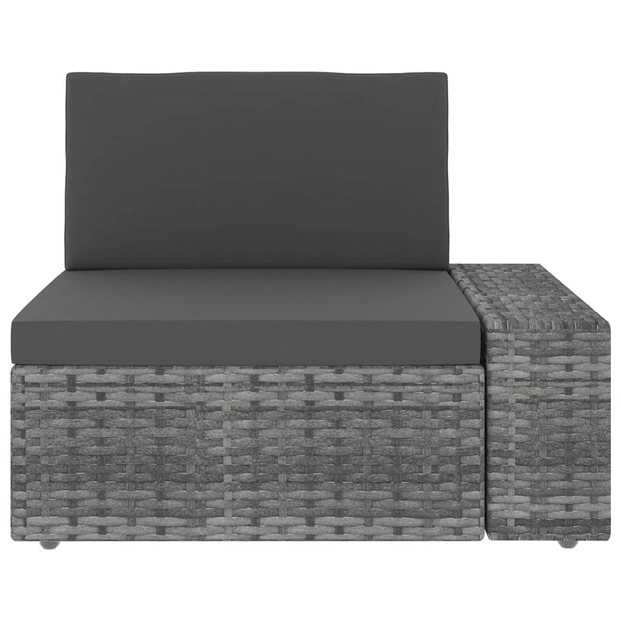 9-delige Loungeset met kussens poly rattan grijs