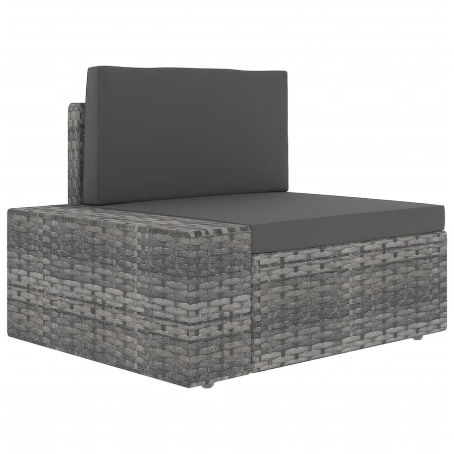 9-delige Loungeset met kussens poly rattan grijs