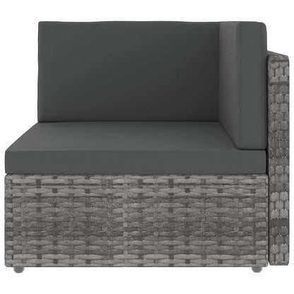 8-delige Loungeset met kussens poly rattan grijs