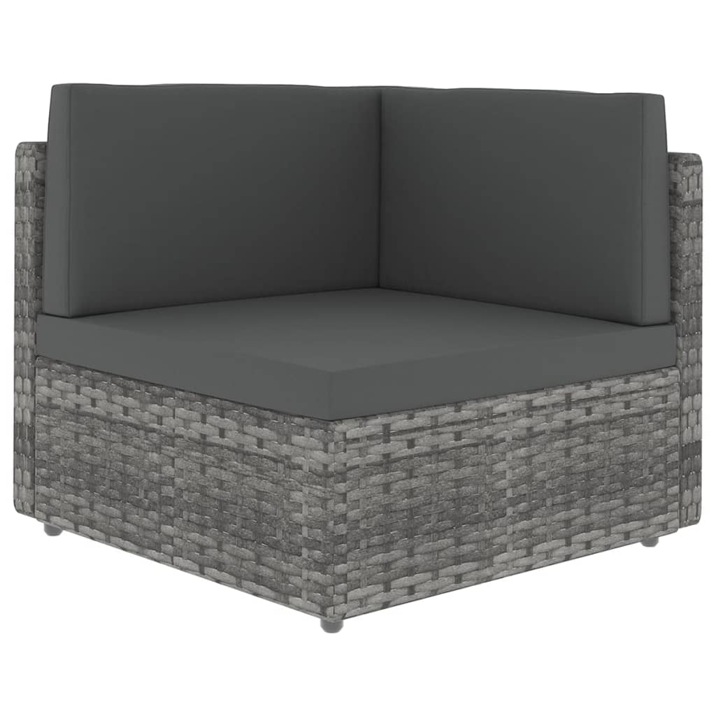 10-delige Loungeset met kussens poly rattan grijs