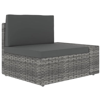 10-delige Loungeset met kussens poly rattan grijs