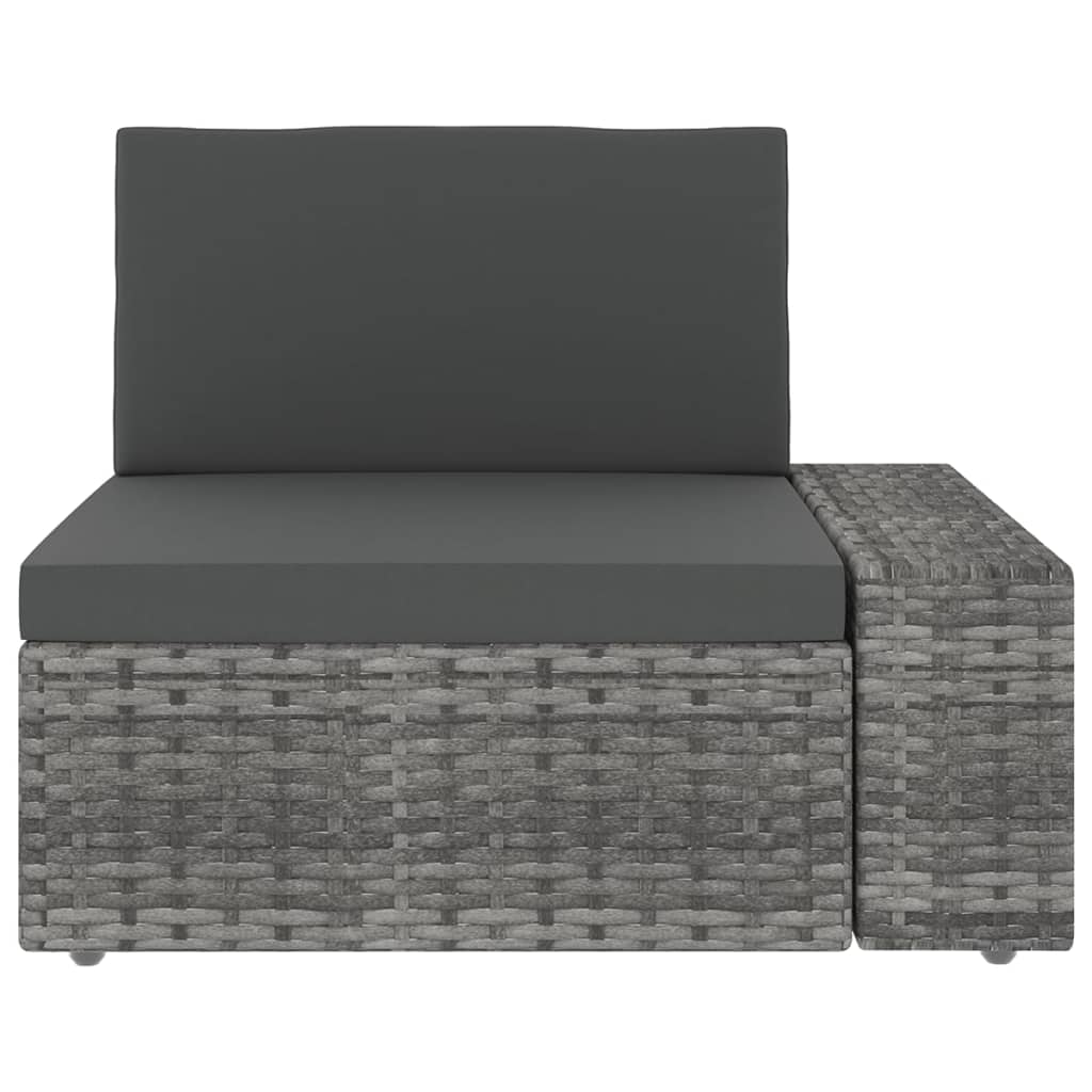 10-delige Loungeset met kussens poly rattan grijs