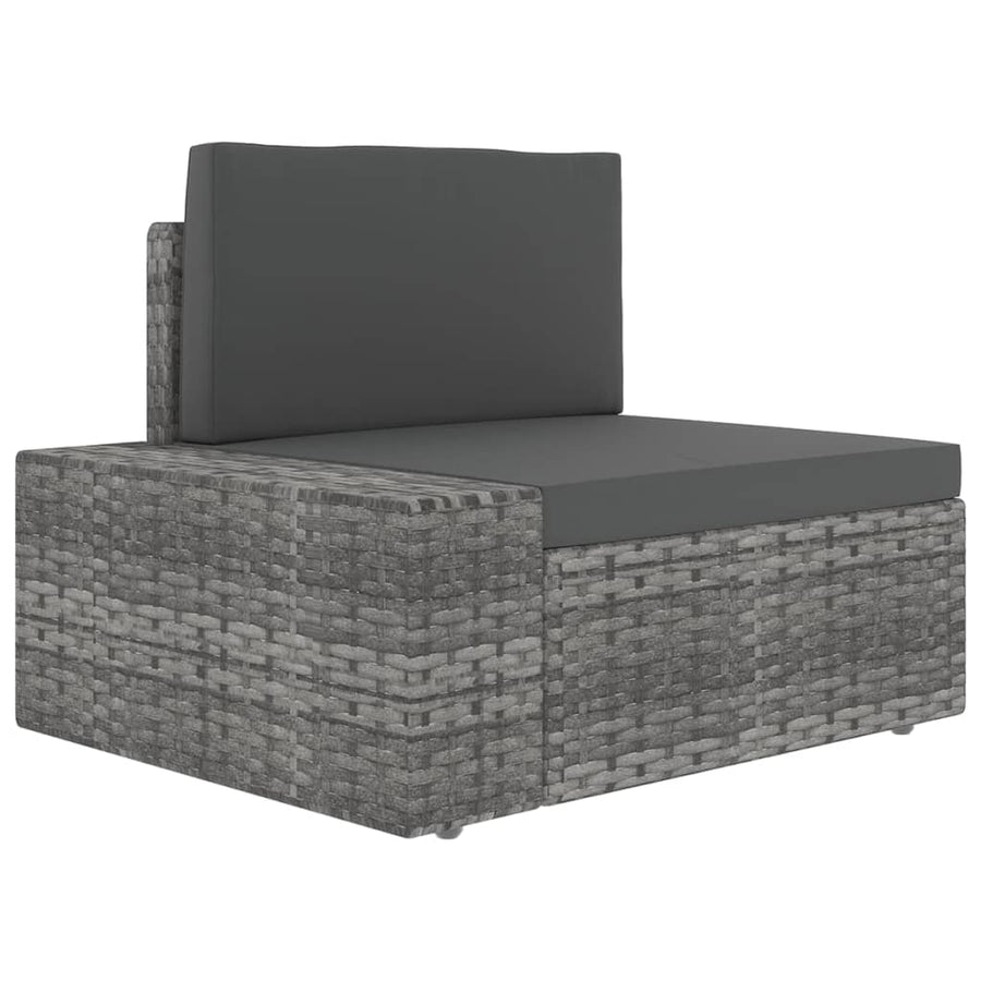 10-delige Loungeset met kussens poly rattan grijs