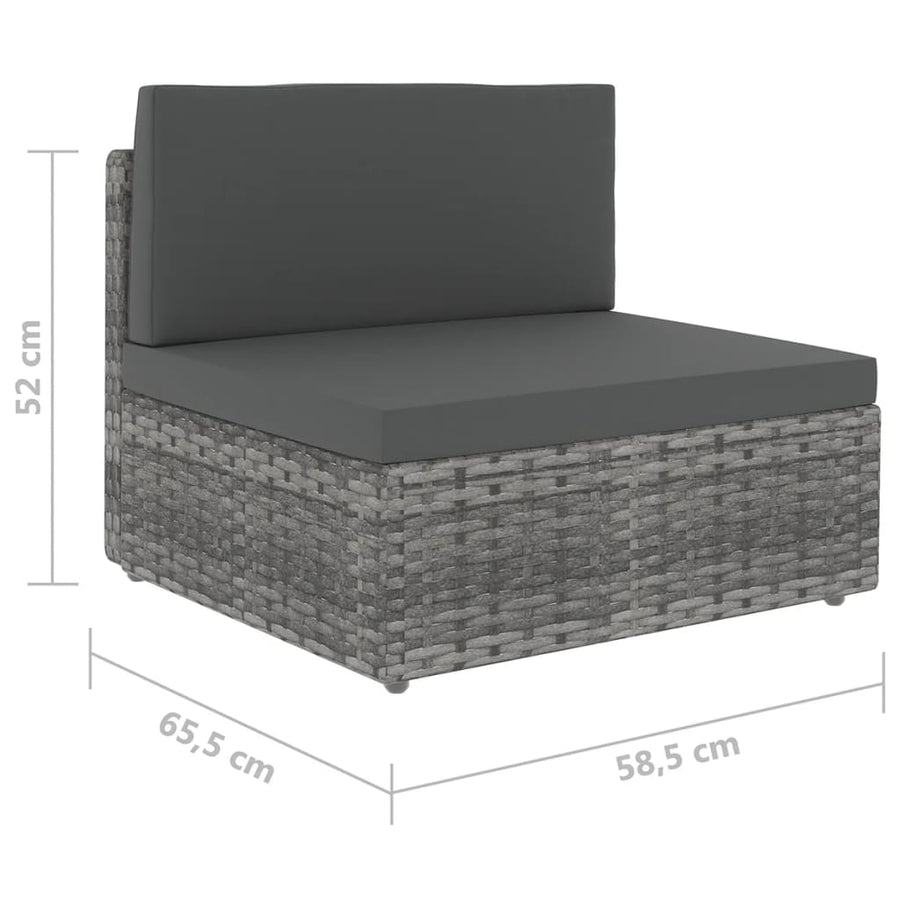 11-delige Loungeset met kussens poly rattan grijs
