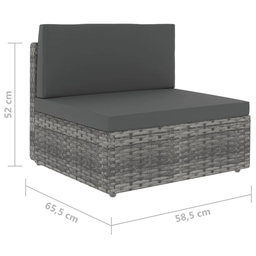 14-delige Loungeset met kussens poly rattan grijs