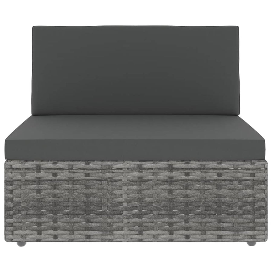 14-delige Loungeset met kussens poly rattan grijs