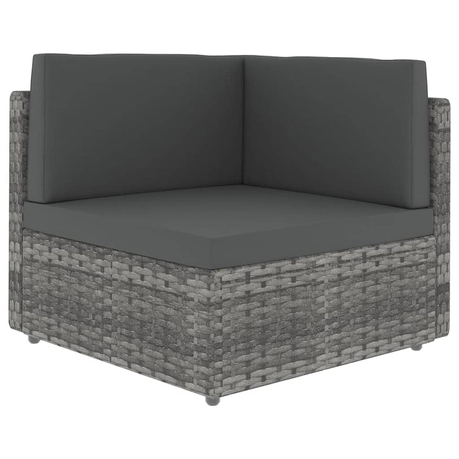 14-delige Loungeset met kussens poly rattan grijs
