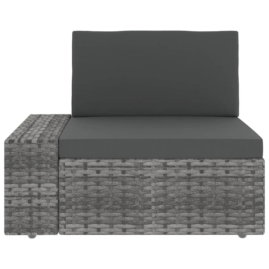 14-delige Loungeset met kussens poly rattan grijs
