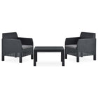 3-Delige Loungeset Met Kussens Pp Rattan Antracietkleurig 1 2x armchais + table