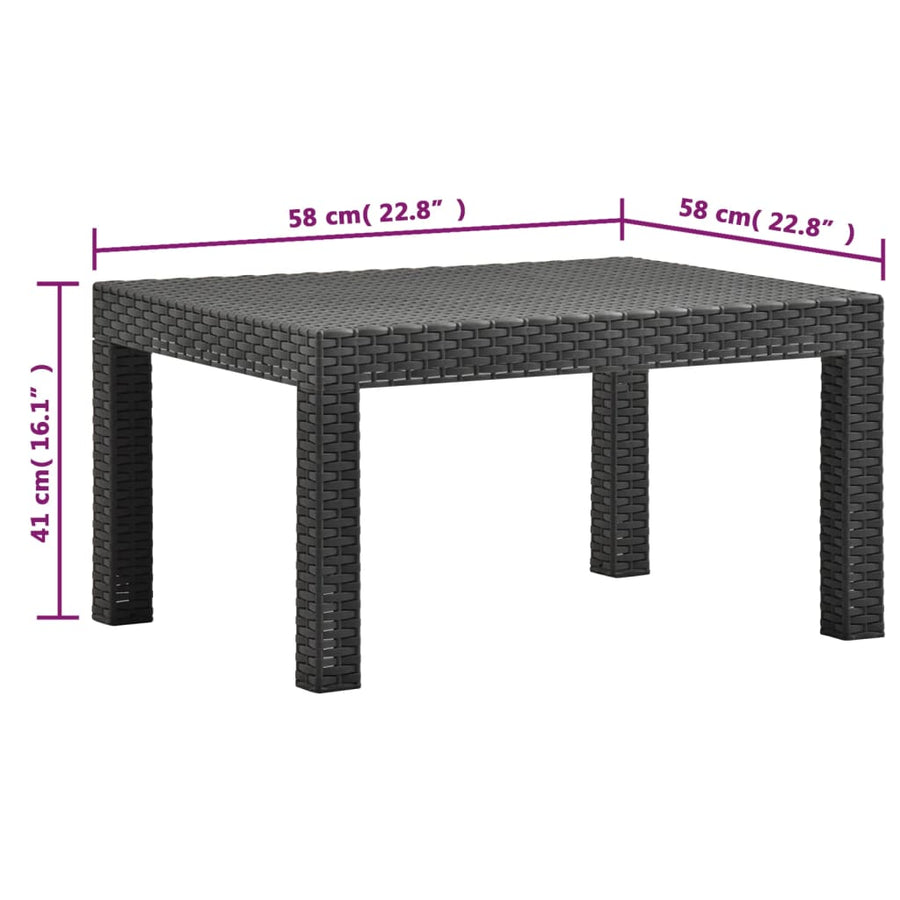 3-Delige Loungeset Met Kussens Pp Rattan Antracietkleurig 1 2x armchais + table