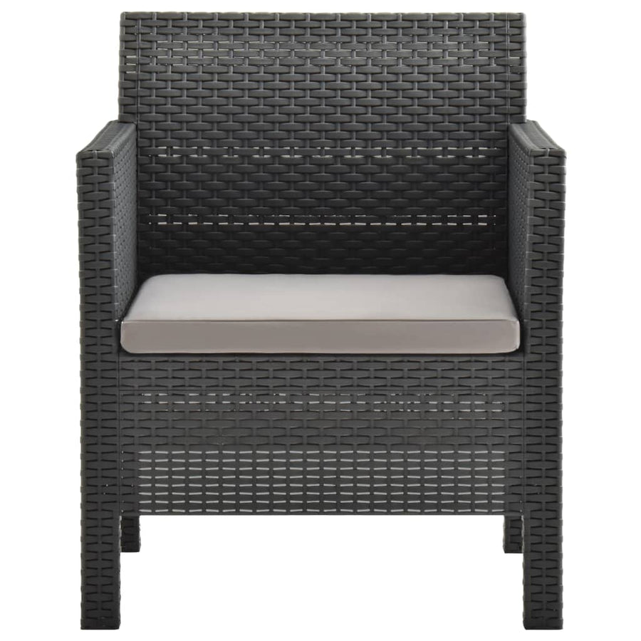 3-Delige Loungeset Met Kussens Pp Rattan Antracietkleurig 1 2x armchais + table