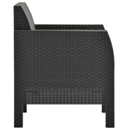3-Delige Loungeset Met Kussens Pp Rattan Antracietkleurig 1 2x armchais + table