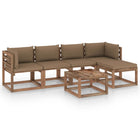 6-Delige Loungeset Met Kussens Taupe 1 2x hoek + 2x midden + voetensteun + Tafel