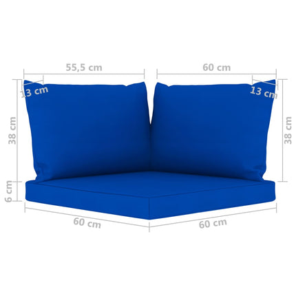 6-Delige Loungeset Met E Kussens Blauw 1 4x hoek + midden + Tafel