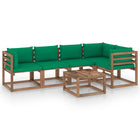 6-Delige Loungeset Pallet Met Kussens Geïmpregneerd Grenenhout Groen 1 2x midden + 3x hoek + Tafel