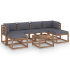 7-Delige Loungeset Pallet Met Kussens Geïmpregneerd Grenenhout Antraciet 1 2x hoek + 2x midden + 3x Tafel