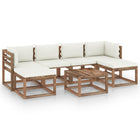 7-Delige Loungeset Pallet Met Kussens Geïmpregneerd Grenenhout Crème 1 2x hoek + 2x midden + 3x Tafel