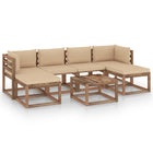 7-Delige Loungeset Pallet Met Kussens Geïmpregneerd Grenenhout Beige 1 2x hoek + 2x midden + 3x Tafel