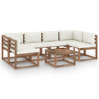 7-Delige Loungeset Pallet Met Kussens Geïmpregneerd Grenenhout Crème 1 2x hoek + 4x midden + Tafel