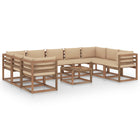 0-Delige Loungeset Met Kussens Beige 1 4x hoek + 5x midden + Tafel