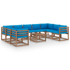 0-Delige Loungeset Met E Kussens Lichtblauw 1 4x hoek + 5x midden + Tafel