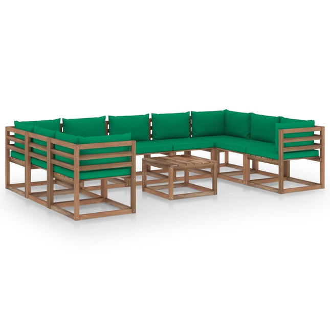 0-Delige Loungeset Met E Kussens Groen 1 4x hoek + 5x midden + Tafel