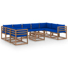 0-Delige Loungeset Met E Kussens Blauw 1 4x hoek + 5x midden + Tafel