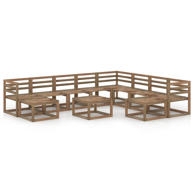 -Delige Loungeset Bruin Geïmpregneerd Grenenhout 3x hoek + 5x midden + 2x voetensteun + Tafel