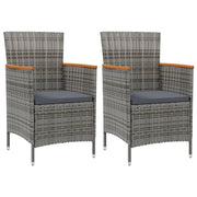 Tuinstoelen 2 stuks poly rattan grijs acaciahout