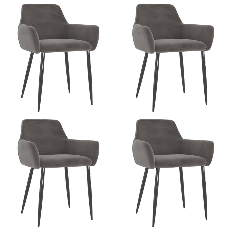 Eetkamerstoelen 4 St Fluweel Donkergrijs 4