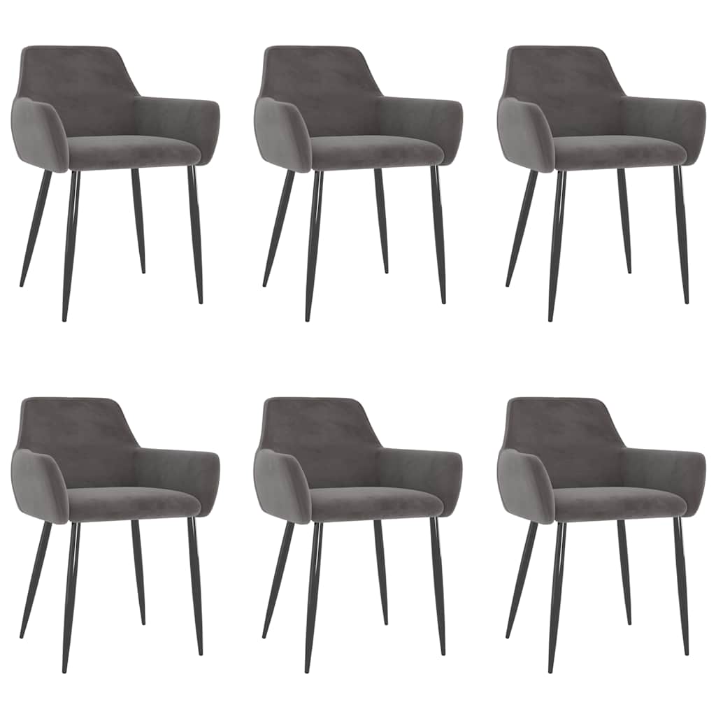 Eetkamerstoelen 6 St Fluweel Donkergrijs