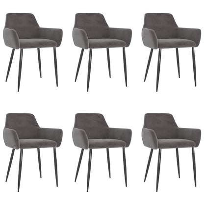 Eetkamerstoelen 6 St Fluweel Donkergrijs