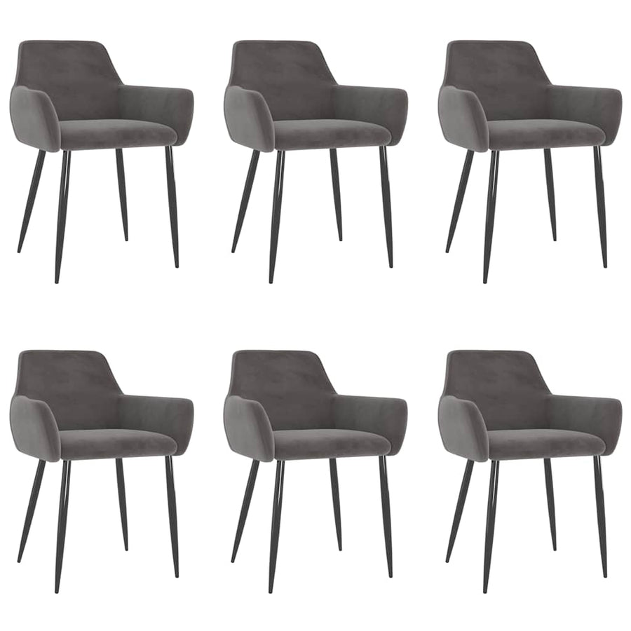 Eetkamerstoelen 6 St Fluweel Donkergrijs