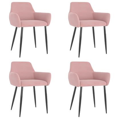 Eetkamerstoelen 4 St Fluweel Roze 4