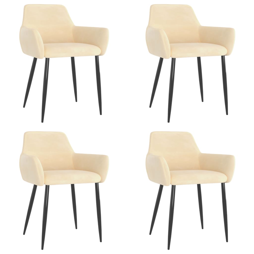 Eetkamerstoelen 4 St Fluweel Crèmekleurig 4